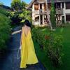Elegant French Yellow Backless Spaghetti Strap Dress - Summer Beach Vacation Style for Women