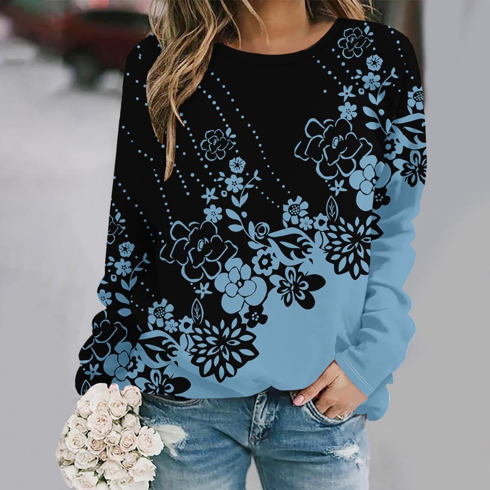 2025  Plus Size Autumn and Winter New Fashion Round Neck Long Sleeve Printed Elegant Casual Loose Hoodie