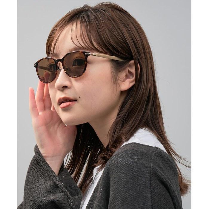 [Zoff] SUNCUT Glasses/UV100% Cut Boston Sunglasses Color Lens, Leather-Texture Temples, Nose Pads, Non-Slip, Unisex (Brown2, ZA181G05_49A1)