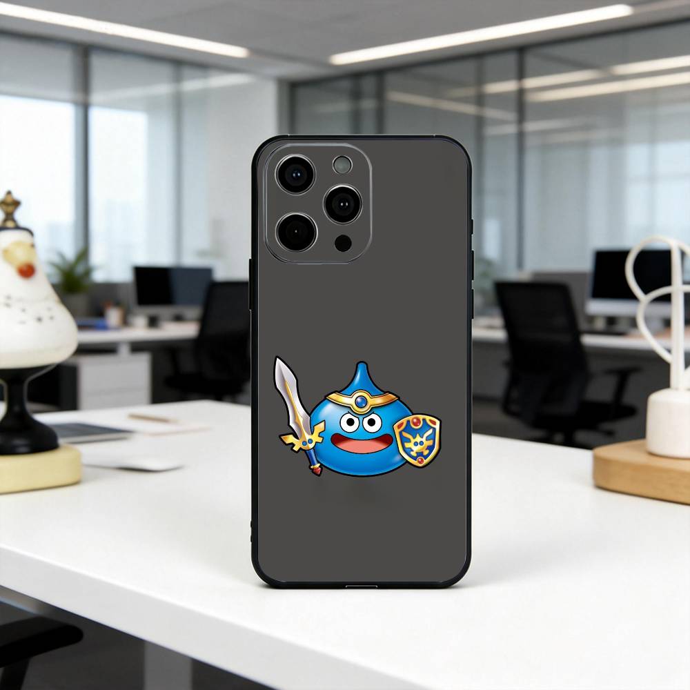 D-Dragon Q-quest S-Schleim-DQS Handyhülle Für iPhone 17,16,15,14,13,12,11 Plus,Pro Max,XS,Weiche Silikon Schwarze Hülle