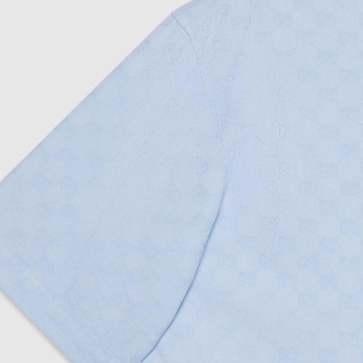 Gucci GG Supreme Oxford Cotton Shirt 'Light Blue' Men's 770295-ZAM9M-4850