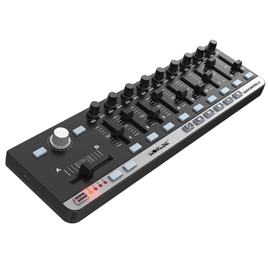 Easy Control 9 MIDI Controller - Slimline Portable USB Control with 4 Memory Banks, 6 Transport Buttons & Plug-in-Play Kit