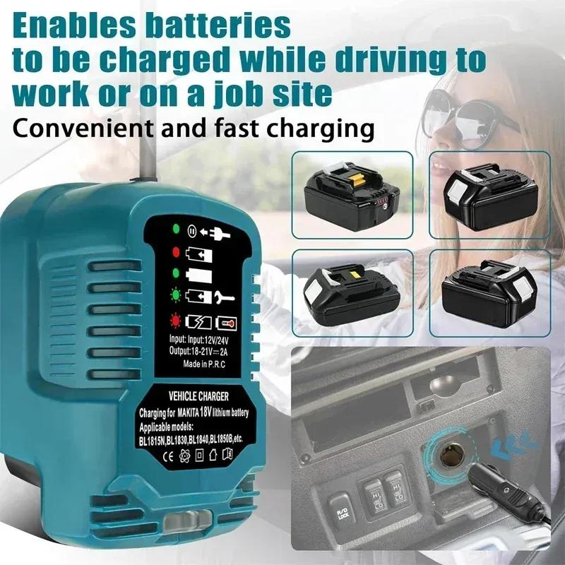 Mini Compact Car Charger For Makita For Milwaukee For Dewalt 18V Lithium Ion Battery Car Charger Cigarette Lighter Plug Charger