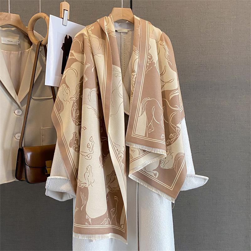 New Print Autumn Winter Scarf for Women Pashmina Shawls Wraps Warm Cashmere Blanket Thick Stoles Lady Outdoor Bufanda