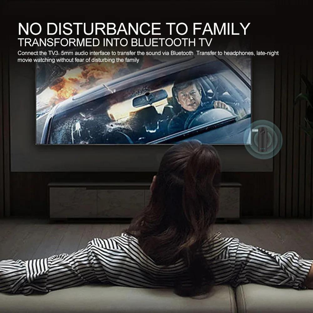 Bluetooth 5.4 Audio Transmitter Receiver 3.5MM AUX Stereo Music Wireless Adapter With Mic For Airplane Car TV PC Speaker