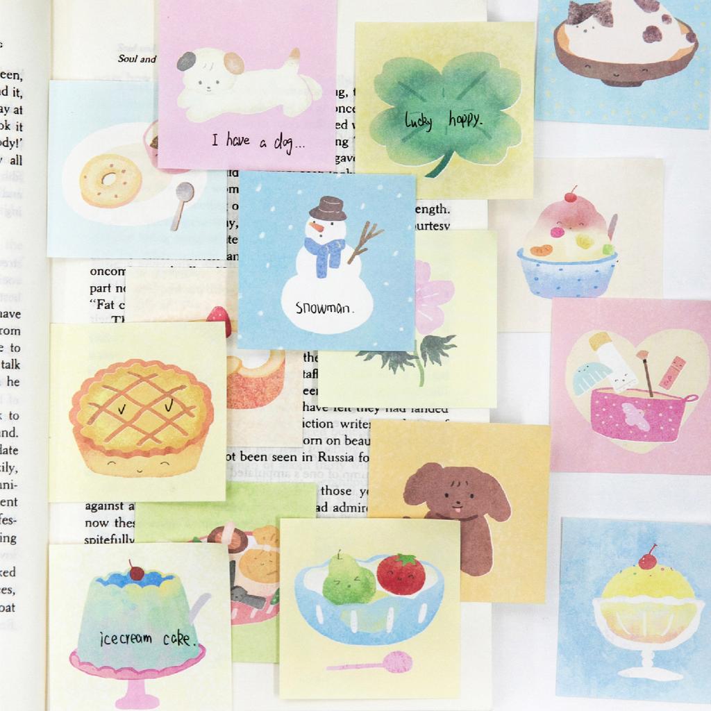 50sheets Tea Room Roaming Series Kawaii Cartoon Small Pattern Memo Paper DIY Handmade Scrapbook Aesthetic Craft Paper