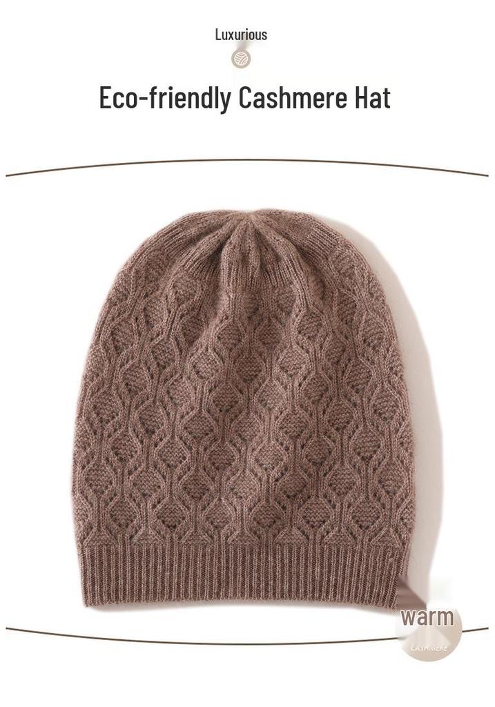 Women's High-End Cashmere Cable Knit Thick Warm Hat - 2025 Spring Collection