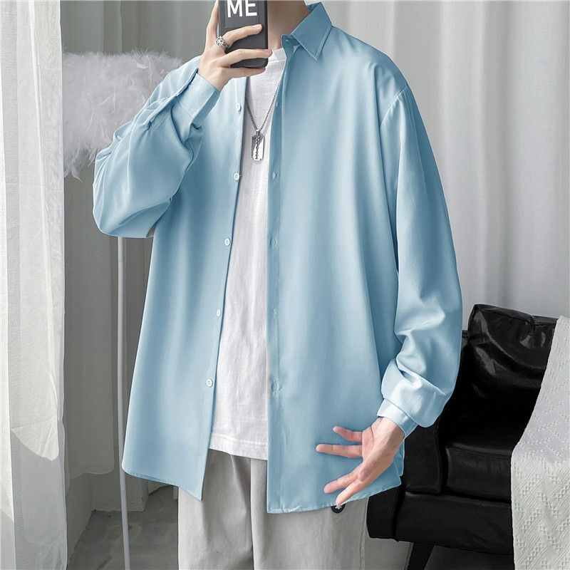 Men Korean Fashion White Long Sleeve Shirts Mens Harajuku Black Oversized Shirt Male Button Up Shirts Blouses 3XL
