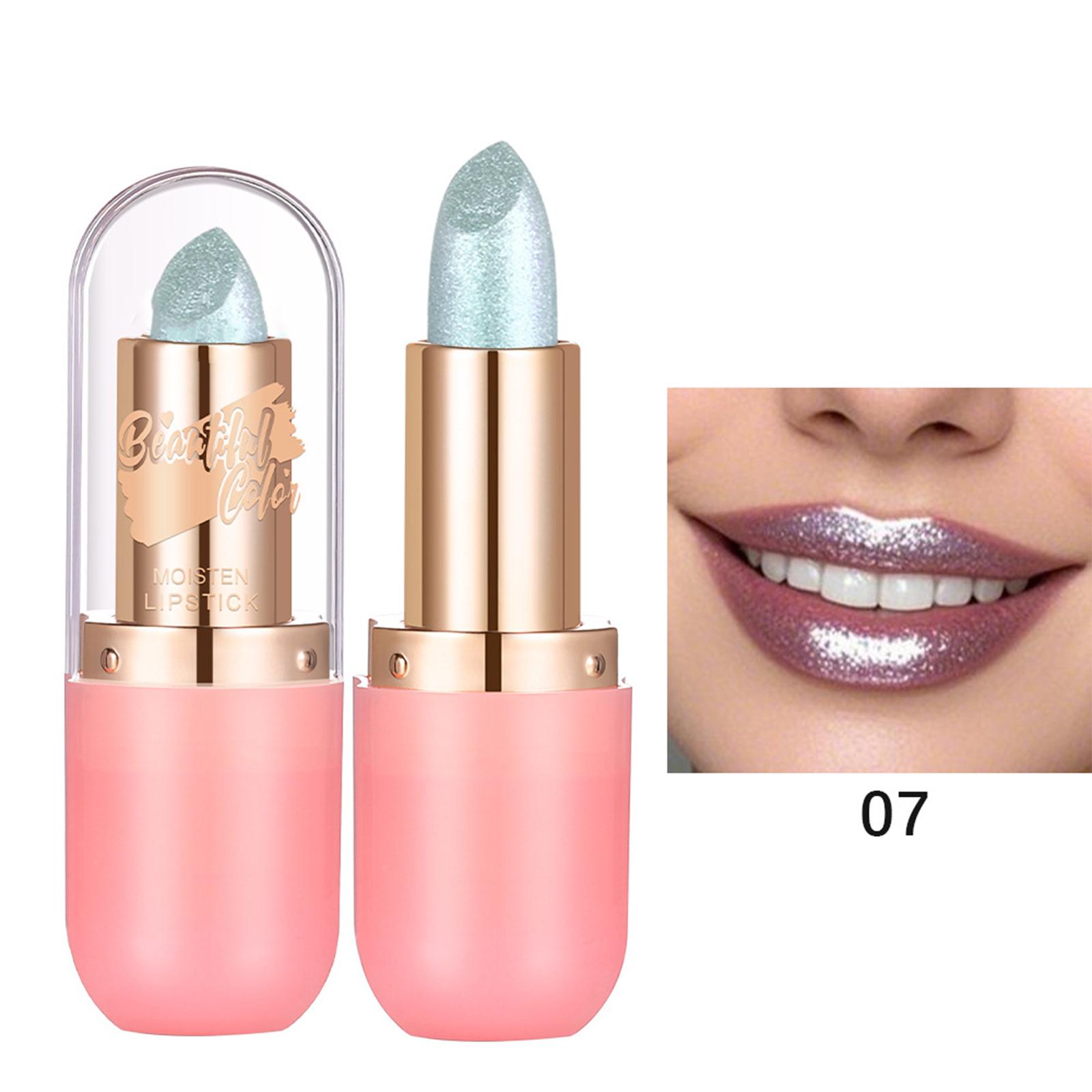 

Metallic Gloss Lipstick with Diamond Shimmer and Chameleon Color Shift Effect for 3D Dimensional Lips Long Lasting Makeup Women Lip Gloss One Size