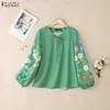 ZANZEA Women Floral Print Long Sleeve Round Neck Casual Blouse