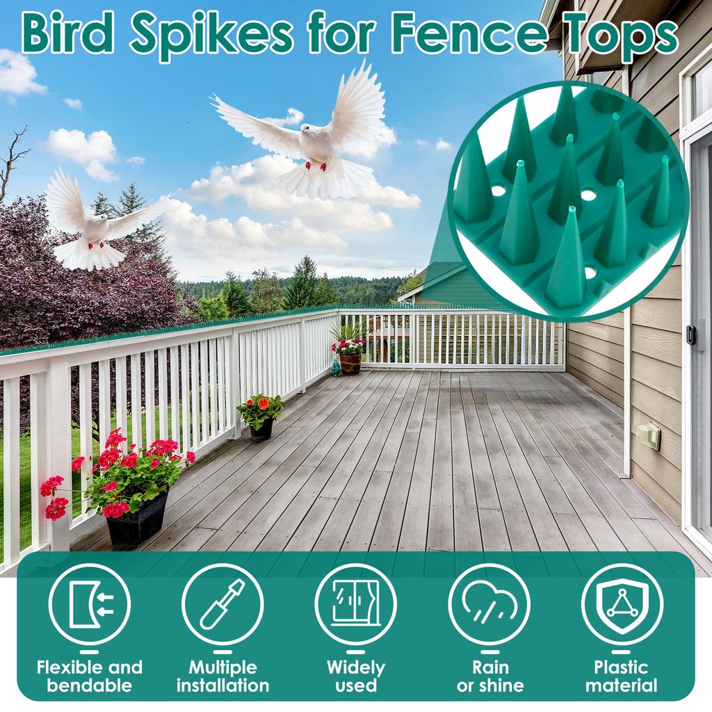 20 szt. Kolce na ptaki Plastikowe nakładki na ogrodzenie, aby powstrzymać gołębie lub zwierzęta, Odstraszacz lisów i wiewiórek Ogrodzenie anty-wspinaczkowe na ścianę ogrodu