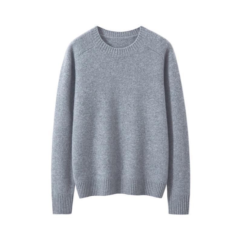 Maglione da Donna in Puro Cashmere Girocollo a Maglia Larga: Manica Lunga, Colore Unito, Strato Base Caldo.