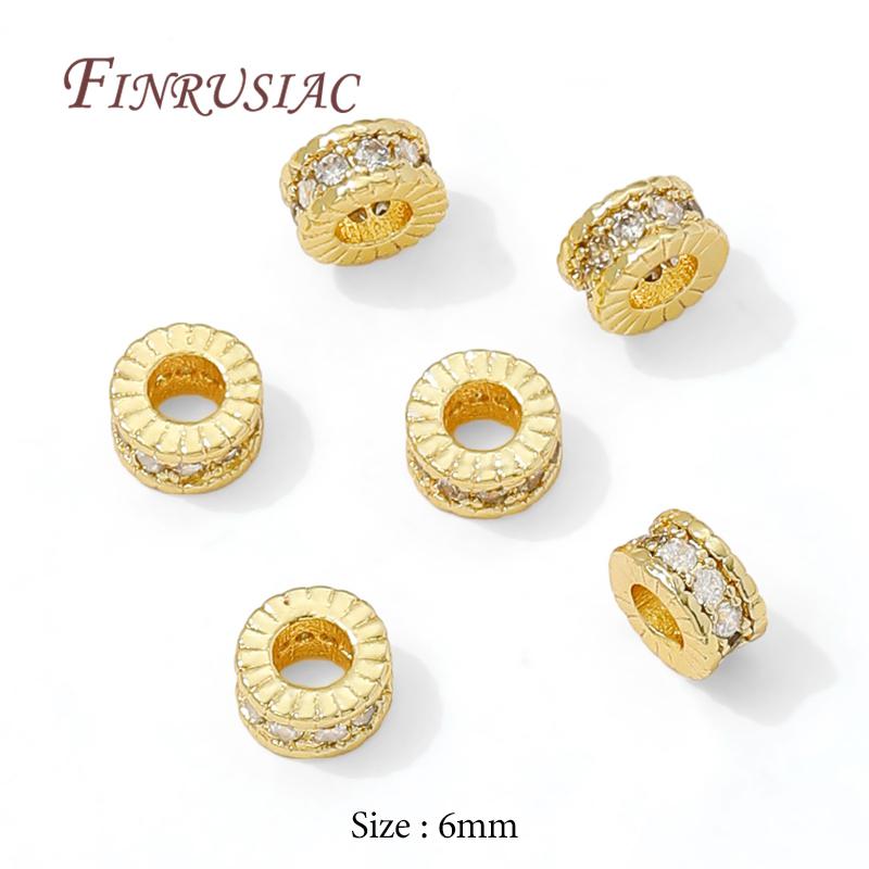 4mm 6mm 8mm 18K Gold Plated Brass with Zircon Round Spacer Beads For Beading,Metal Separator Beads,DIY Jewelry Making Supplies