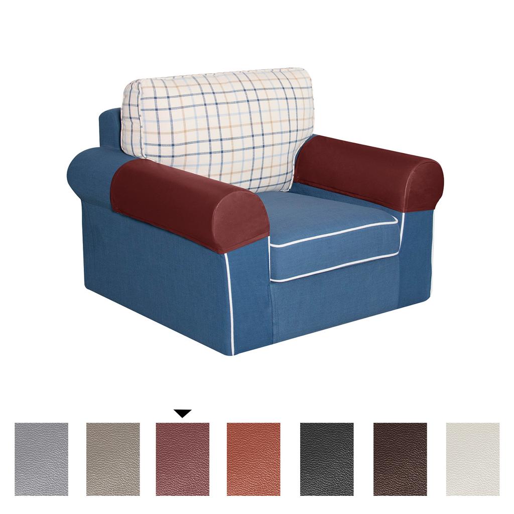 Elastic 2pc/set PU Leather Sofa Covers Waterproof Sofa Armrest Couch Covers For Couch Chair Arm Protectors Slipcover Stretchy