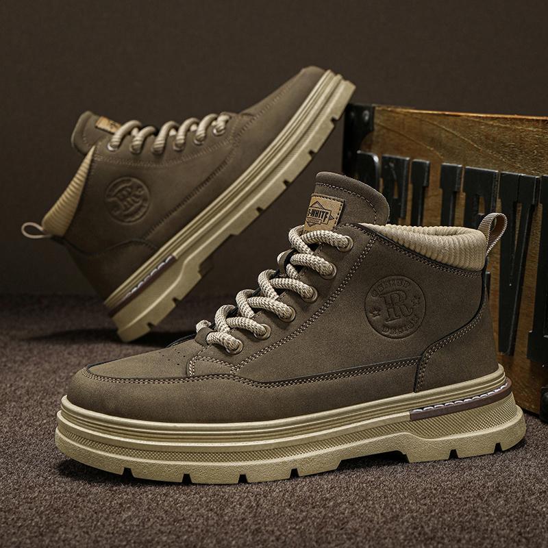 2026 Spring Autumn Men's Boots High Top British Style Casual Men's Shoes Outdoor Non-slip Wear-resistant Short Boot Botas Hombre