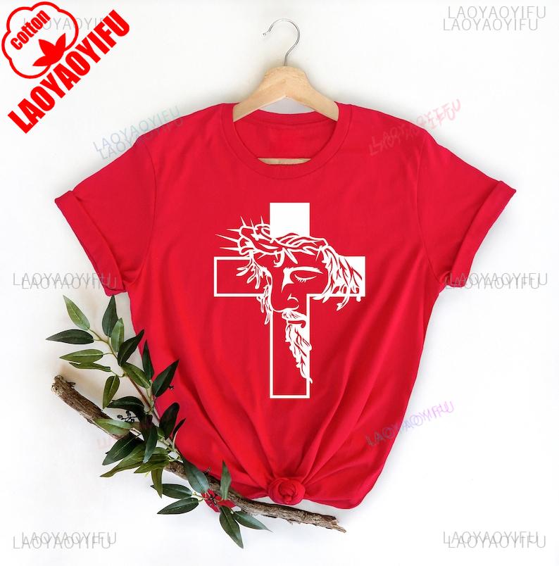 

Jesus Cross Faith Shirt Faith Cross Shirt Christian Faith Gift Love and Grace Tops Comfortable Personality Cotton Tops S