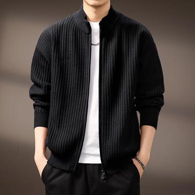 Herren Hochwertige Strickjacke mit Stehkragen - Herbst/Winter Trendiger Lockerer Pullover