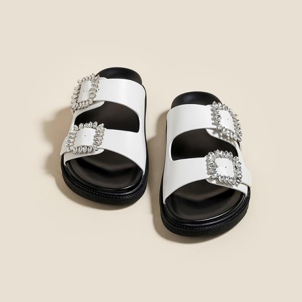 

Модная женская обувь Тапочки Женские Летние Лоферы Блестящие Шлепанцы Низкая Платформа 2025 Пляжные Желейные Мягкая Резина Ткань Скандалы Кристалл Копытце 35