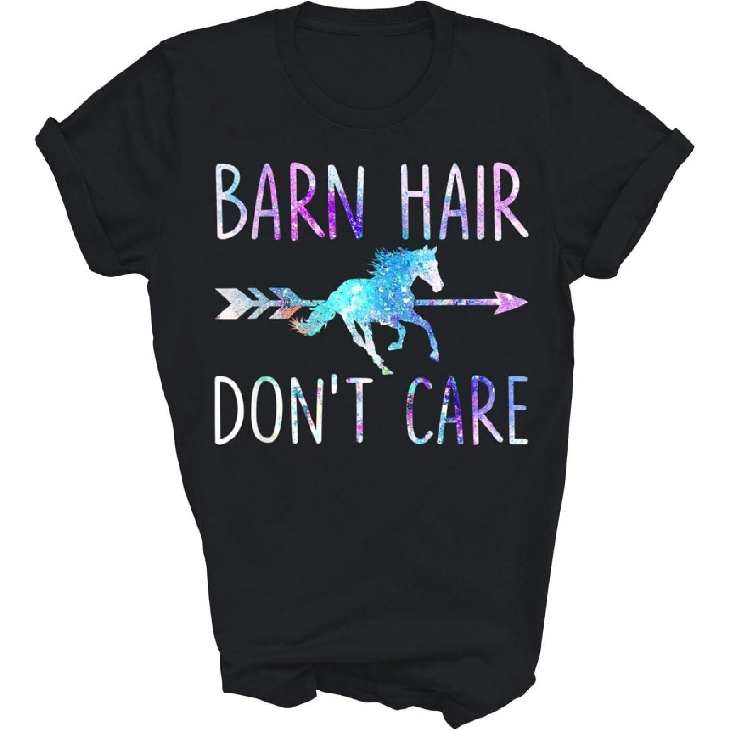 Конюшня Волосы Неважно Любовь Верховая Езда Конный Спорт Всадник Девушка Унисекс Футболка Подарок Женщины Мужчины S