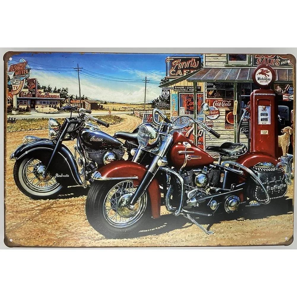 Letrero Metálico Vintage Indian Motorcycle Decoración Garaje Pub 20x30cm