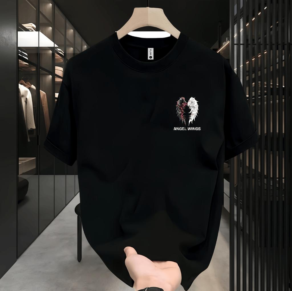 Good Goods 100% Cotone Puro alla Moda Ruvido Bello T-shirt a Maniche Corte da Uomo Marchio Trendy di Fascia Alta Top Ampio a Maniche Corte Girocollo
