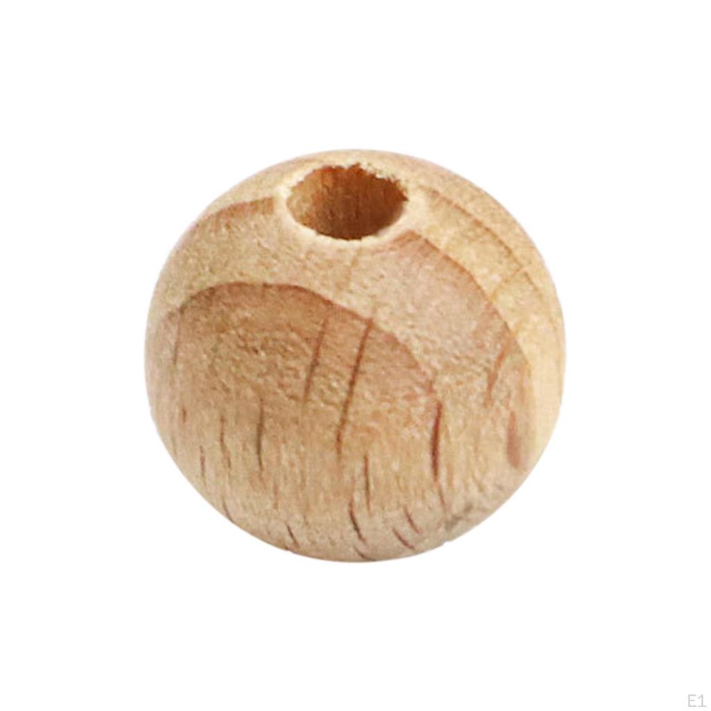 50 Pieces Wooden Beads Wood Craft Balls Handmade Circular Bead Loose Spacer for Tiered