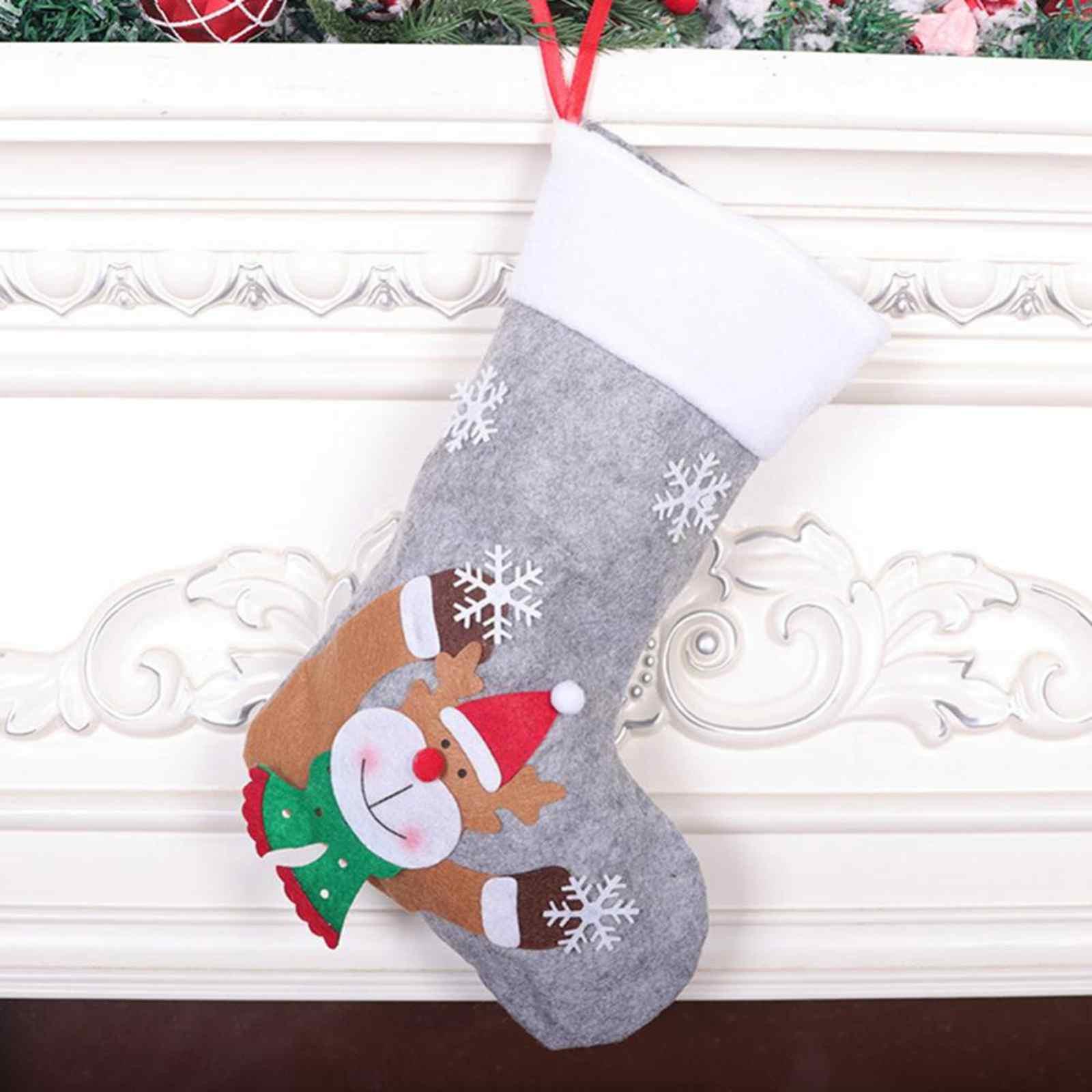 Christmas Stocking Candy Sock Bag Xmas Tree Hanging Decor Gift
