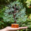 Grüner Jade-Kristallbaum, Glücksbringer, Schaustück für Wohndekorationsartikel, Kristalle, Edelsteine, Bonsai-Geldbaum für Glück, Dekorationsgeschenk, Silberdraht