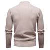 Men's Solid Color Textured Casual Pullover Stand Collar Sweater Jacket Plus Velvet Long Sleeve Top