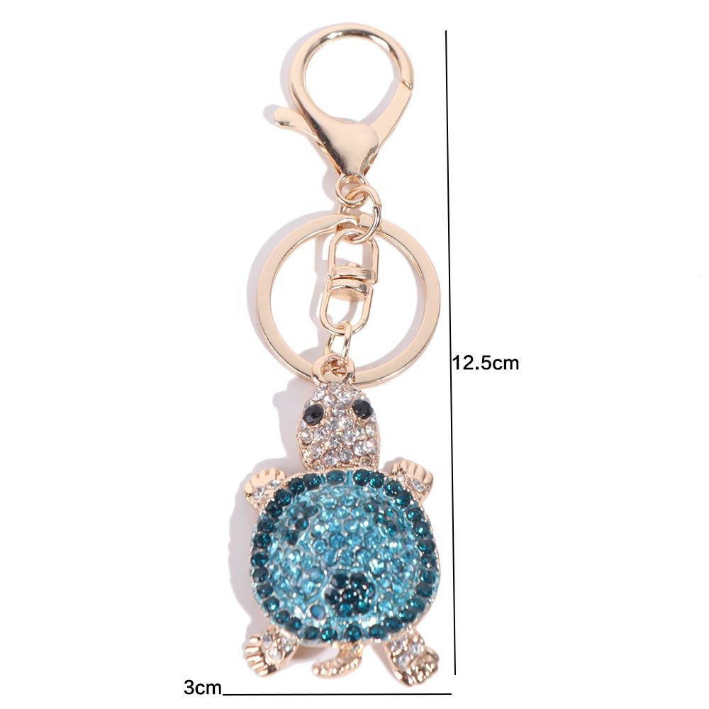 Zinc Zinc Alloy Rhinestones Turtle Keychain Mini Rhinestones Turtle Pendant Cartoon Turtle Keychain  Student