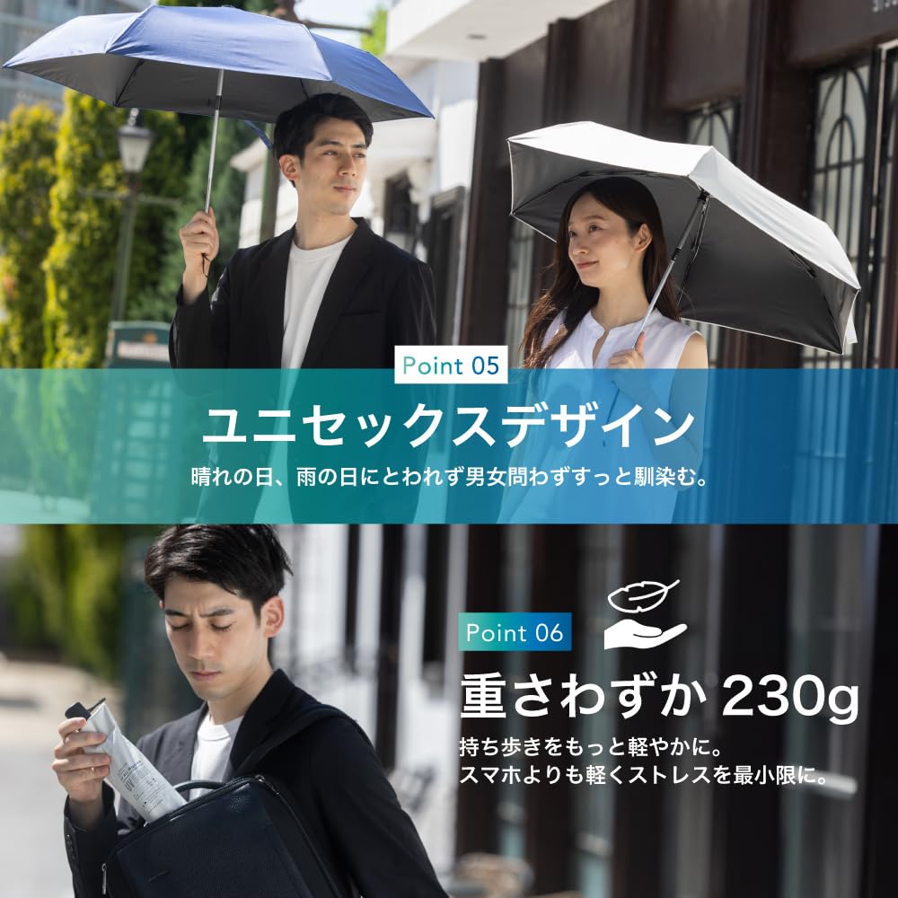 Tobest Folding Parasol with UV Automatic Light UV Suitable for Sun and Heatstroke for Men and Women Ultra-Lightweight Protection, 230g, White,