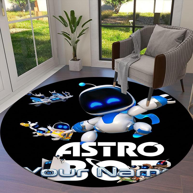 ASTRO BOT Custom Name Round Area Rug,Carpet Rug for Living Room Bedroom Sofa Playroom Decor,Non-slip Floor Mat