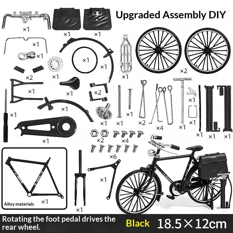 1 Set Simulation Collection Gifts 1:10 Model Mini Retro Alloy Bicycle Diecast Mountain Metal Bike With Inflation Pump Toys