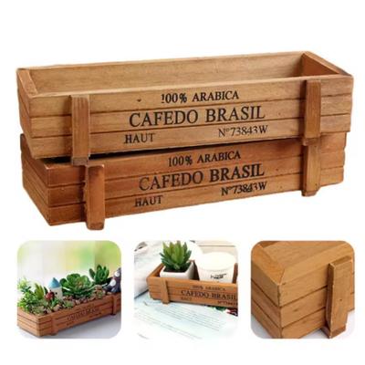 Retro Garden Plant Pot Vintage Wooden Storage Box for Sundries Stationery Pen Box Succulents Flower Pots Balcony Home Decoration