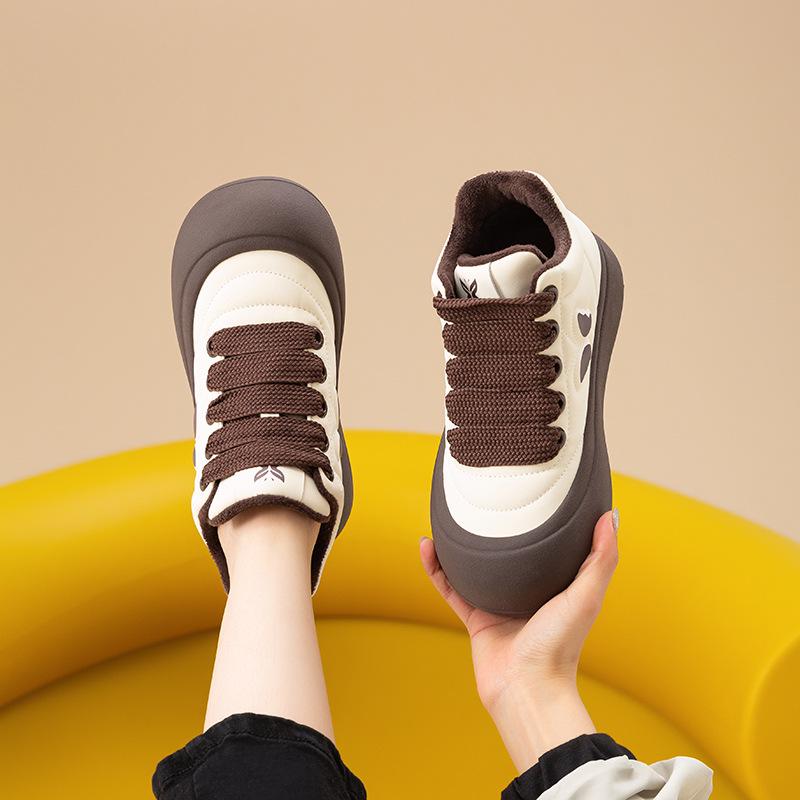Women's 2025 Winter Plus Velvet High-Top Sneakers LF8706: Fashionable, Versatile, Thick-Soled Casual Shoes