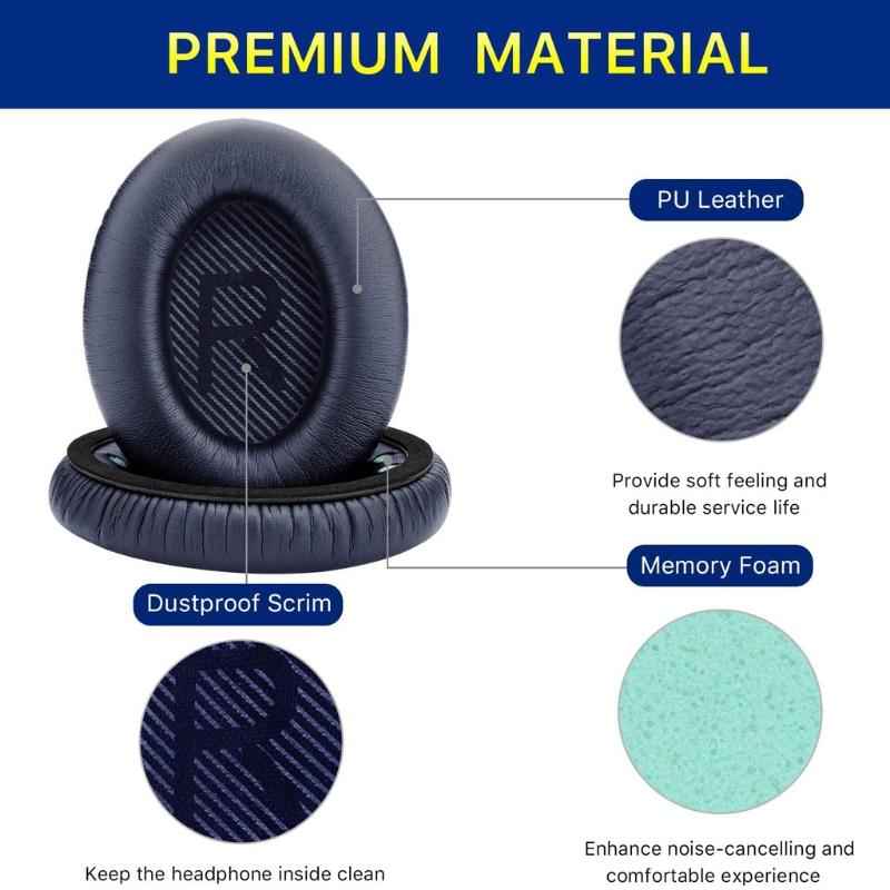 Professional Bose QC35 Ear Pads Replacement – Ear Cups for Bose QuietComfort 35 I/II Over-Ear Headphone, Midnight Blue