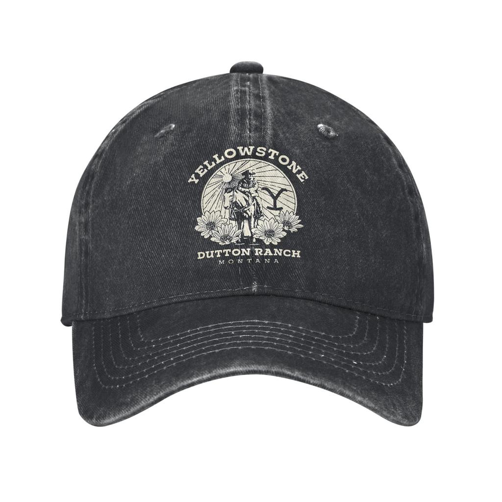 Yellowstone National Park Baseball Cap Distressed Denim Wyoming Mountains Landscape Volcano Snapback Cap Hat