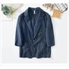 Summer Men's Suits&blazers Japanese Retro Style Stripes Cotton Linen Three Quarter Sleeve Blazer Jacket Slim Fit Casual Jacket