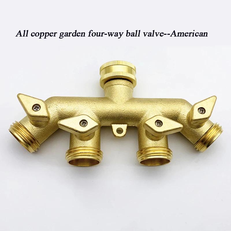 

Garden Brass Threaded Hose Connector Distributor, 4-Way Ball Valve, Outdoor Tap and Faucet