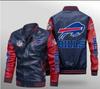 1111 Men's Vintage Pu Leather Jacket Printed Jacket Bills Rugby Fans Gift Loose Personality Jacket