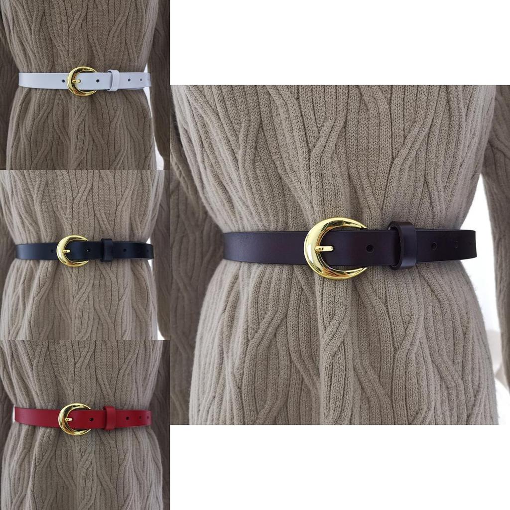 Classic Genuine Leather Womens Belt With Alloy Pin Buckle For Denim Pants