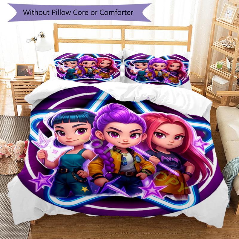Set di biancheria da letto Kpop Hunter7 da 3 pezzi, set copripiumino include copripiumino e federe, decorazione perfetta per la camera da letto per tutte le stagioni e regalo