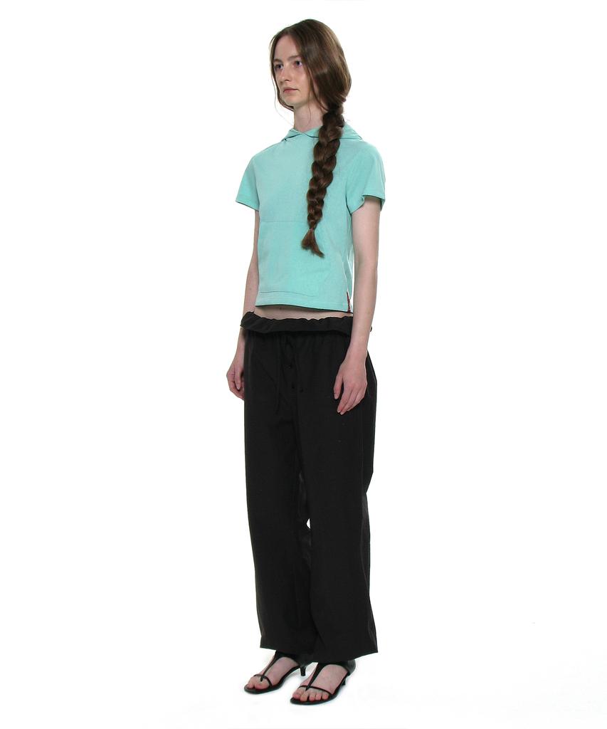 PARTIMENTO WOMEN Two-Way Frill Turnover Waist Pants_Black