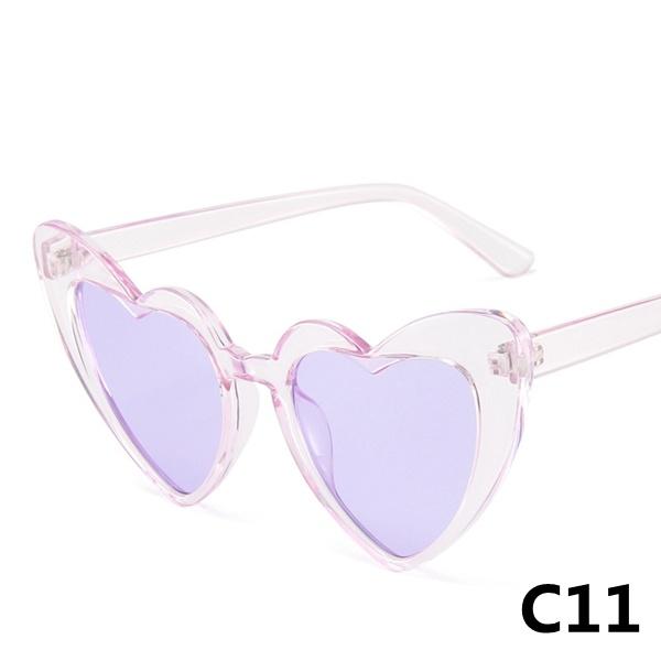 Ochelari de soare cu inimă, 14 culori, ochelari de soare cu ochi de pisică pentru femei, ochelari de soare în formă de inimă de dragoste retro pentru femei, protecție UV400