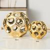 Ceramic Crafts Hollow Balls Golden Geometric Faceted Balls Abstract Sculpture Sphere Decorative Figurines Home Decoration