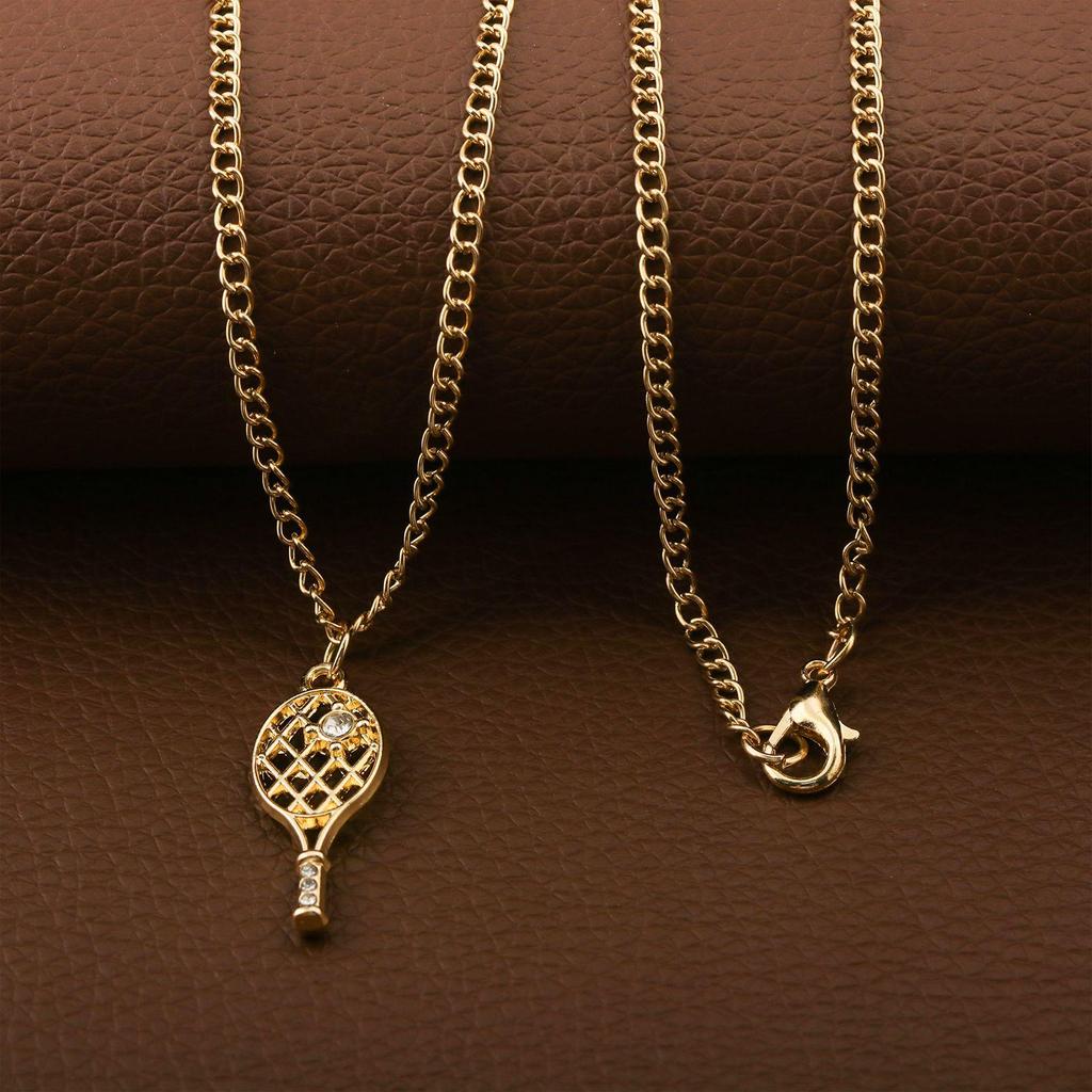 Bling Tennis Racket Diamond Necklace – Elegant Women's Pendant Accessory