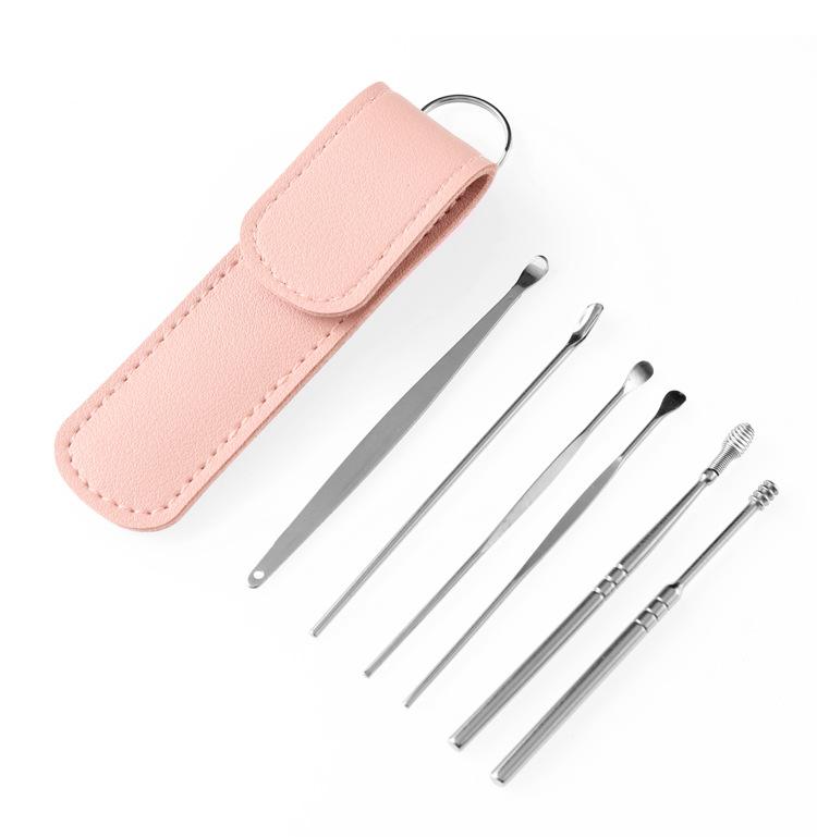 6PCS Ear Cleaner Wax Removal Tool Earpick Sticks Earwax Remover Curette Ear Pick Cleaning Ear Cleanser Spoon Health Care