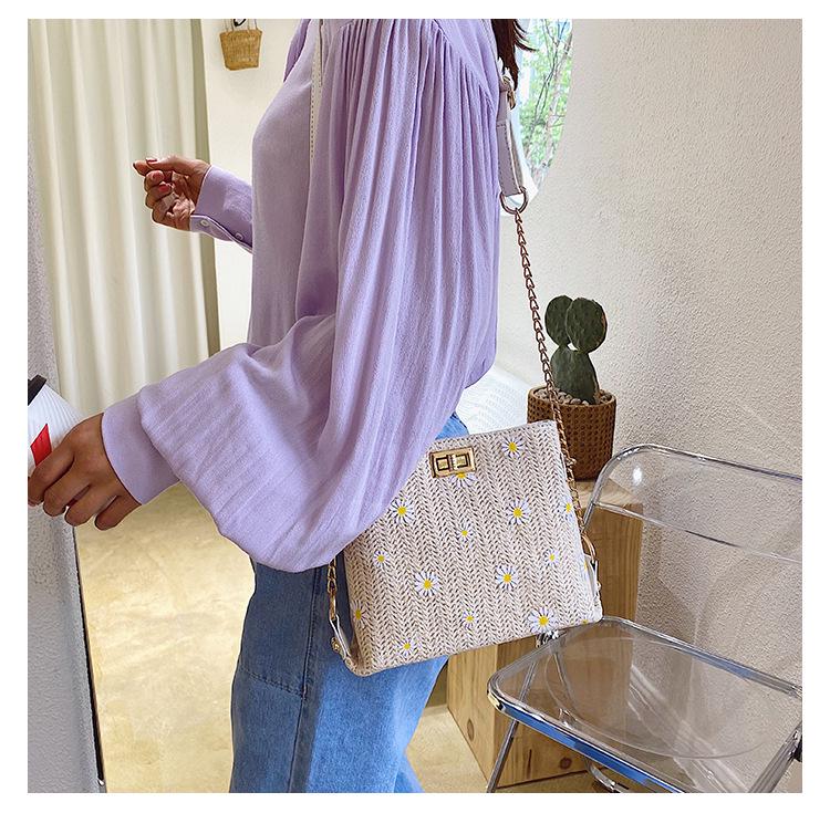 SCIONE Letní slaměná tkaná taška 2020 Nová dámská crossbody taška Western Styl All-match Chain Woven Crossbody taška na jedno rameno