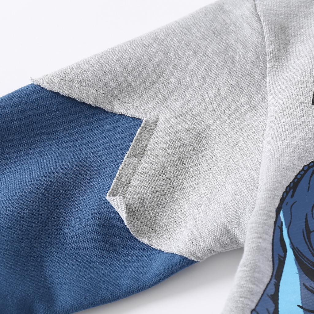 Jungen Pullover mit Patchwork-Design Herbst neu, für kleine und mittlere Kinder Trend Koreanische Version Baumwolle Rundhals Lässiges Langarm-Oberteil