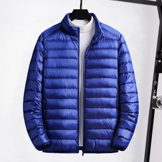 Men Cotton Coat Stand Collar Long Sleeve Zipper Closure Lightweight Jacket